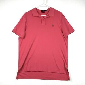 Polo Ralph Lauren Polo Shirt Mens‎ Large Pink Pima Soft Touch Flesh Pony Preppy